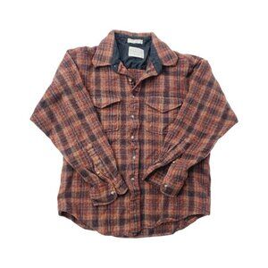 Pendleton‎ Boy's Red Black Plaid Wool Long Sleeve Button-Front Shirt Size L